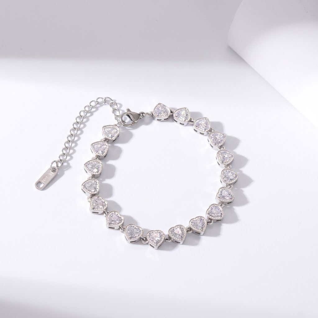 Pulseras corazones plata